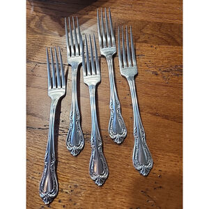 Oneida Wm A Rogers Chalice Harmony Silver Overlaid Flatware Dinner Forks,5 Pc.